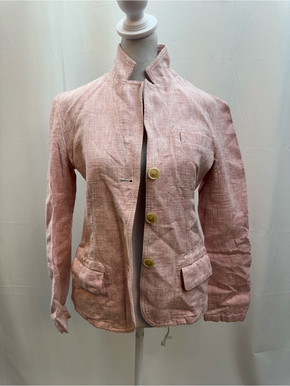 Jil Sander Pink Textured linen Blend Blazer 36